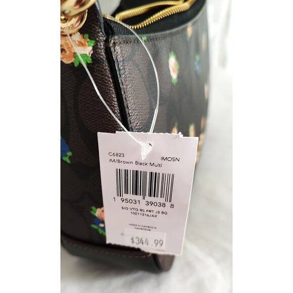 Coach Jes Baguette Brown w/Mini Roses Crossbody Small NWT C6823 Aug 2021 L Strap - Picture 12 of 13